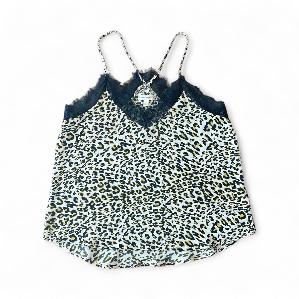 Love On A Hanger Leopard Print Cami Top With Black Lace Trim